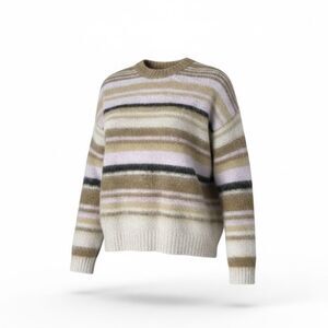 Wild Fable Brown Pink Fuzzy Oversized Pullover Sweater Size L Wool Blend Women